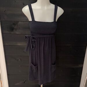 Vintage y2k Abercrombie &‎ Fitch babydoll tie Sleeveless Dress front pockets